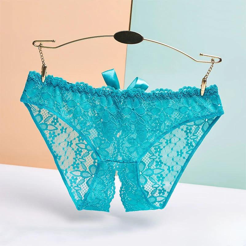 Intimo Donna Sexy Pizzo Trasparente Mutandine Dolce Fiocco Estate Giapponese Ultra-Sottile Cavallo Aperto Perizoma Trasparente G-String