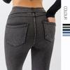 Women's Faux Denim Yoga Leggings Fitness Stretch Leggings High Waisted Fashionable Skinny Tights Gym Workout Running Pants