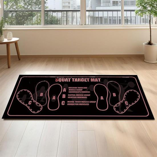 Tapis de Squat avec Guides de Position des Pieds Entraînement à Domicile Mat de Squat 31,5 x 13,78 Pouces Tapis d'Exercice Multifonctionnel pour Squats Fentes Abdominaux
