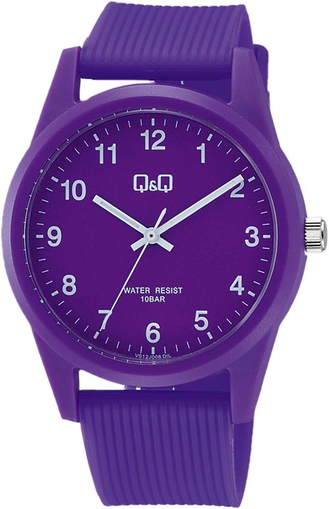 Citizen Analog Waterproof Wristwatch with Urethane Purple Q&Q Strap, VS40-008,