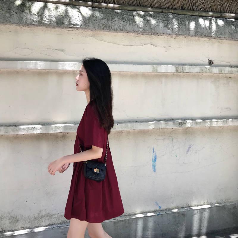 2024 Korean Style Summer Maternity Dress: Slimming A-Line Baby Doll with Retro Short Sleeves