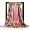 Fashion Scarves For Women Print Silk Satin Head Scarf Female 90cmx90cm Luxury Brand Square Shawl Large Hijab Scarfs For Ladies