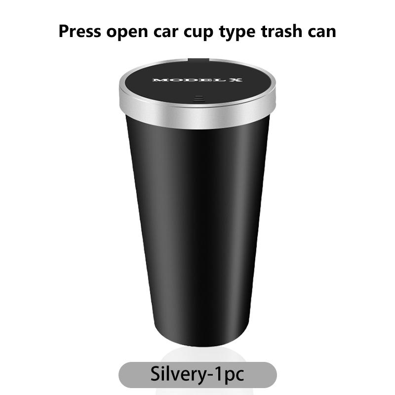 AMV1 For Tesla Car Logo Trash Can Cup Holder Portable Mini Waterproof Storage Garbage Bin Model 3 Y S X Roadster P75D P85D P100D
