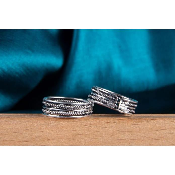 @ Sterling Silver White Plated Back Toe Ring Pair For Women UKZQ494 50%off