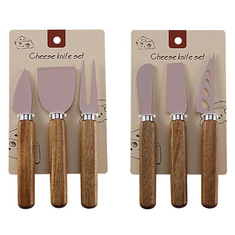 Käse- & Steakmesser-Set mit Griff aus Akazienholz und Antihaft-Edelstahlklinge