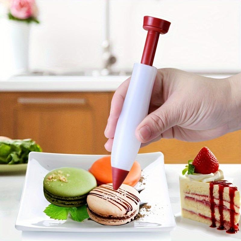 1Pcs Cake Cream Decorating Writing Pen Kitchen DIYSilicone Plate Paint Pastry Cookie Dessert Flower Squeezer Nozzle Syringe
