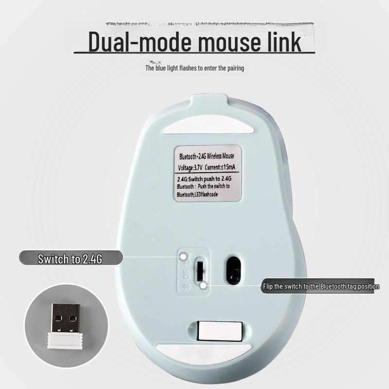 Silent Dual-Mode Morandi Bluetooth 2.4G Mouse for Office, Tablet, and Phone with Rechargeable Battery