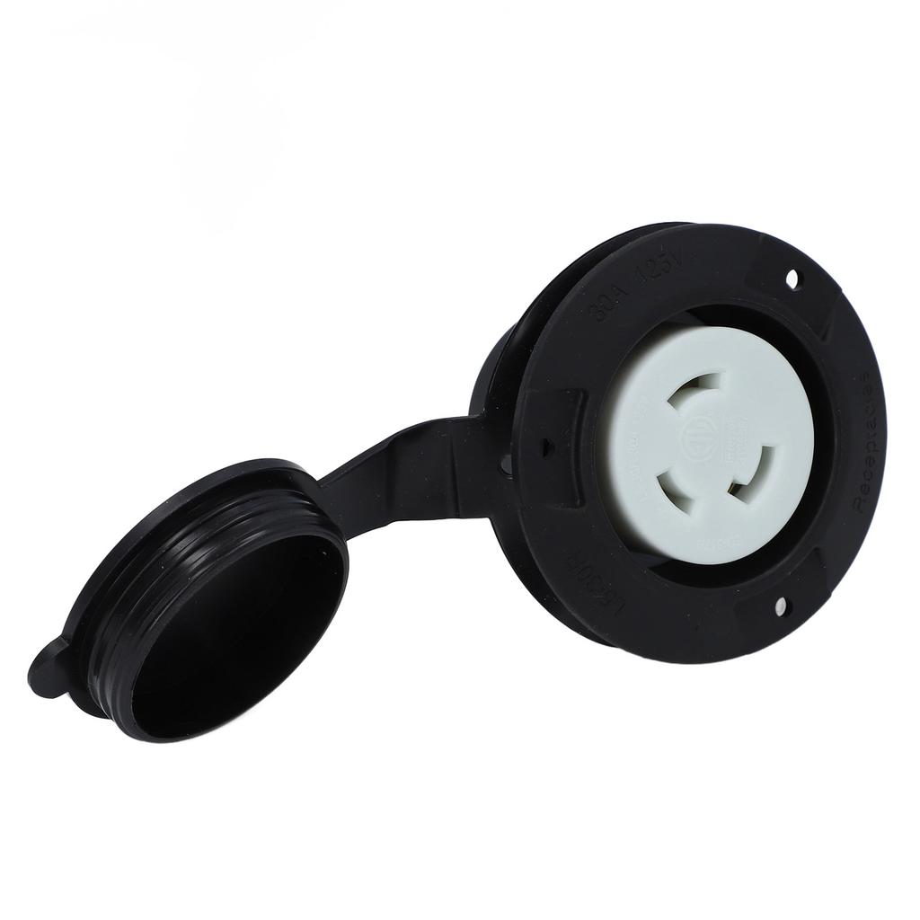 Flanschsteckdose 30A 125V NEMA L5-30R Verriegelungssteckdose RV-Strom 2-polig 3-adrig Elektrische Steckdose mit wetterfester Kappe