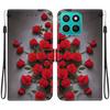 Handgefertigte PU-Leder-Flip-Hülle für Honor X8c Rutschfeste Stoßfeste Hülle mit Handschlaufe & Herz/Rose Katze Designs