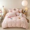 Winter A-class Lamb Plush Cute Rabbit Plush Embroidered Four Piece Set Thick Warm Duvet Cover Double-sided Plush Bedroom Bedding