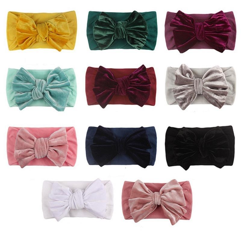 New baby headscarf, cute children's solid color headband, baby golden velvet elastic wide version headband and hair accessories.