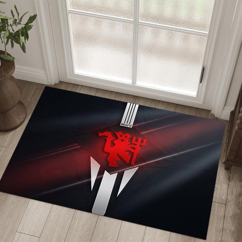 Manchester United FC Design Crystal Velvet Carpet Cozy Non?Slip Printed Rug For Bedroom Living Room Entrance