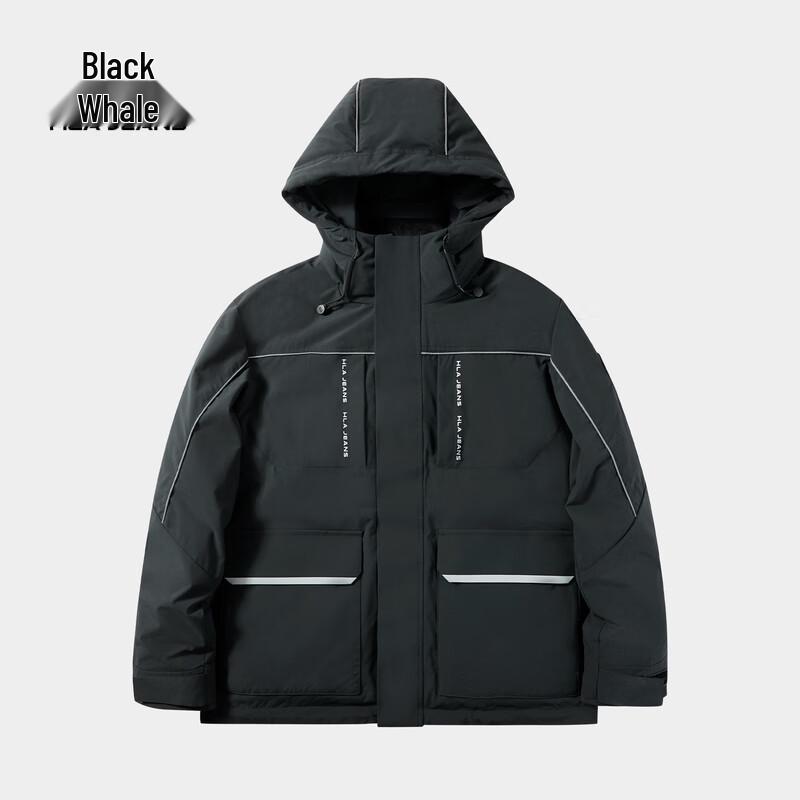

Черная китовая свободная зимняя пуховая куртка с капюшоном L