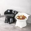 Hot High footed ceramic cat bowl cat shaped pet food bowl slanted mouth anti black chin cat bowl niversal pet bowl for cats dogs
