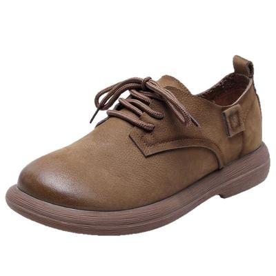 Women's Designer Shoes Woman Genuine Leather Lace Up Loafers Woman Sneakers Winter Flat Female Offer Moccassins Barefoot Genuine