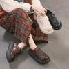 Spring Handwoven Comfortable Retro Loafers Two-Tone Full Cowhide Commuter Women Shoes