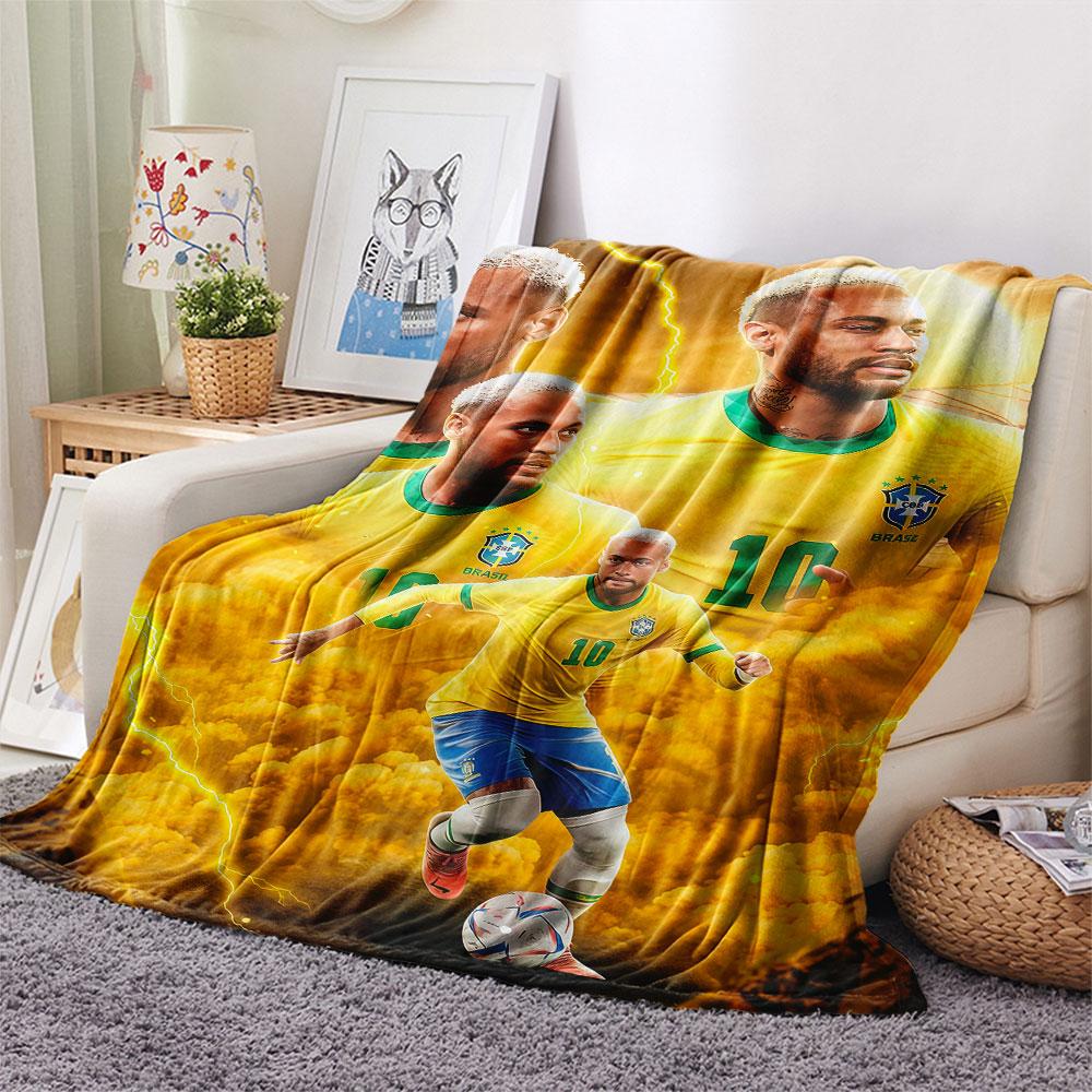 1PC Neymar Jr Patterned Flannel Blanket Suitable For All Seasons for Home Decor Warmth and Comfort Gifts Holiday Present