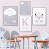 Nordic Custom Personalize Name Cartoon Unicorn Wall Art Canvas Painting Poster Picture For Nursery Kids Girl Room Home Decor
