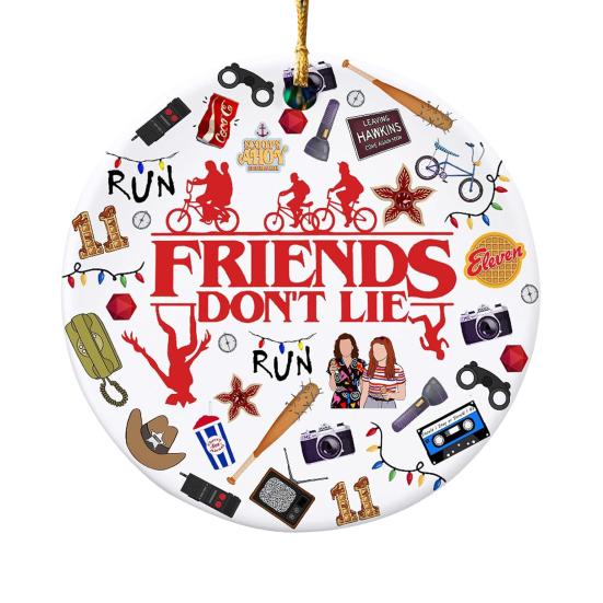 Friends Don't Lie Christmas Ornament Funny Acrylic Xmas Tree Hanging Decoration Holiday Gifts for Friends Family Fans Secret Santa Stocking Stuffer