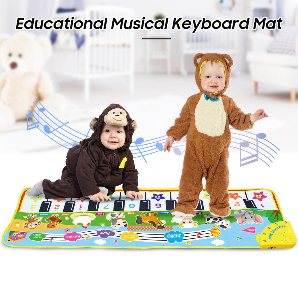 Keyboard Music Mat Playmat Educational Musical Carpet Multifunctional Children Piano Carpet Baby Crawling Mat for Kids Toddlers