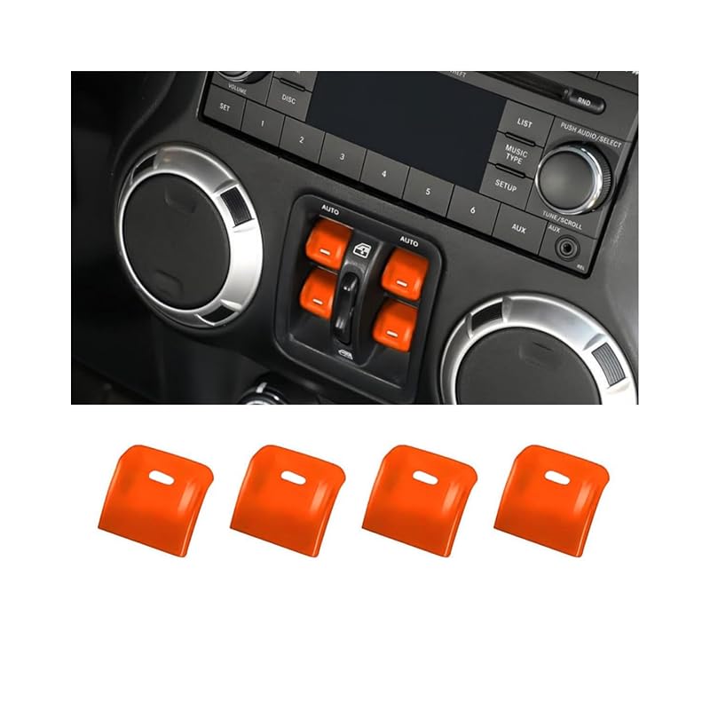 4PCS Upgraded Window Switch Button Cover Compatible with 2012-2017 Jeep Wrangler JK JKU (red)