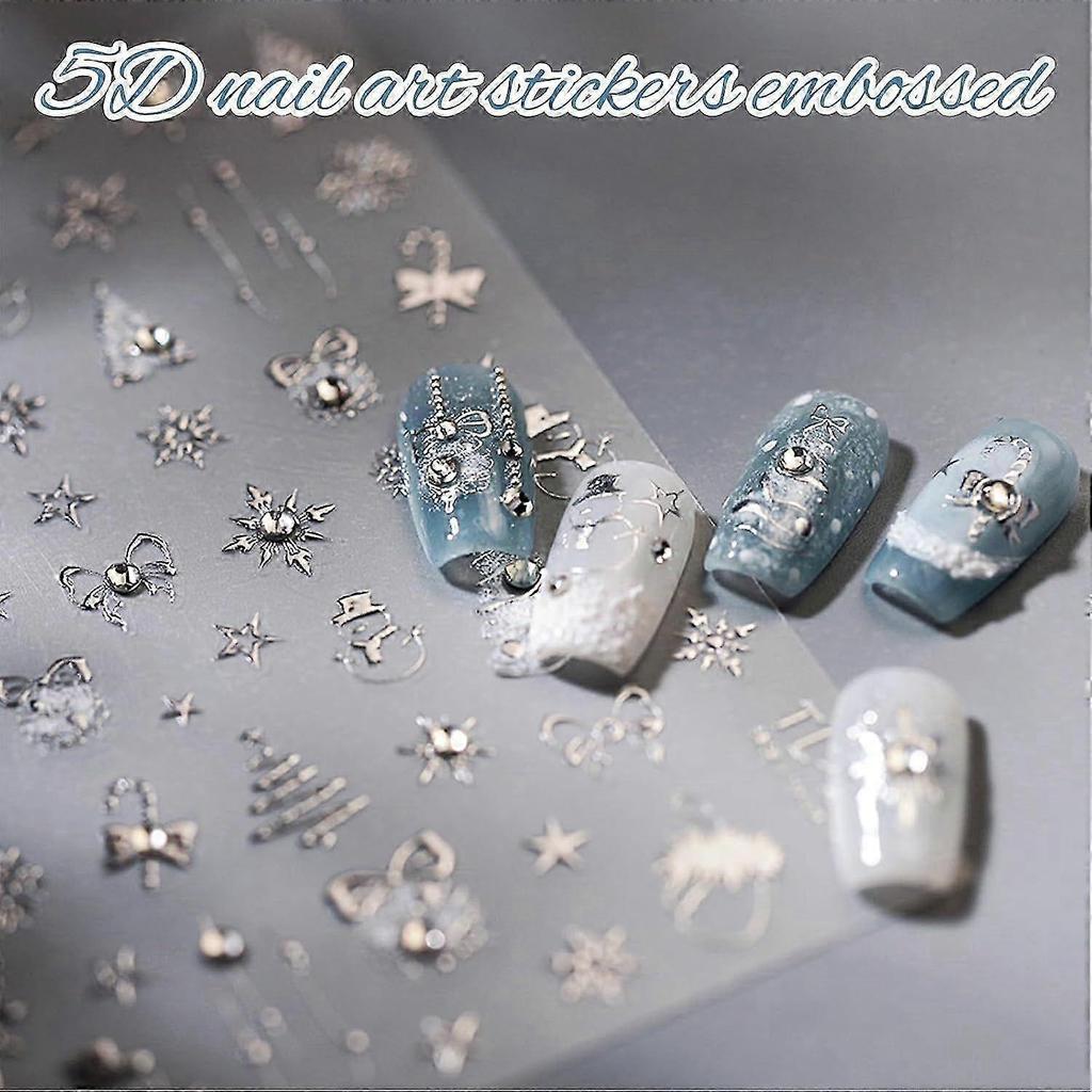 Christmas Nail Stickers, 2pcs 5D Nail Art Stickers, Nail Charms, Nail Stickers, Nail Stickers, Self-Adhesive, Charms Nails, Nail Design, Christmas Gif