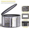 Round Dinner Plate Storage Box with Lid - Dustproof Fabric Bin with Needle-Punched Cotton