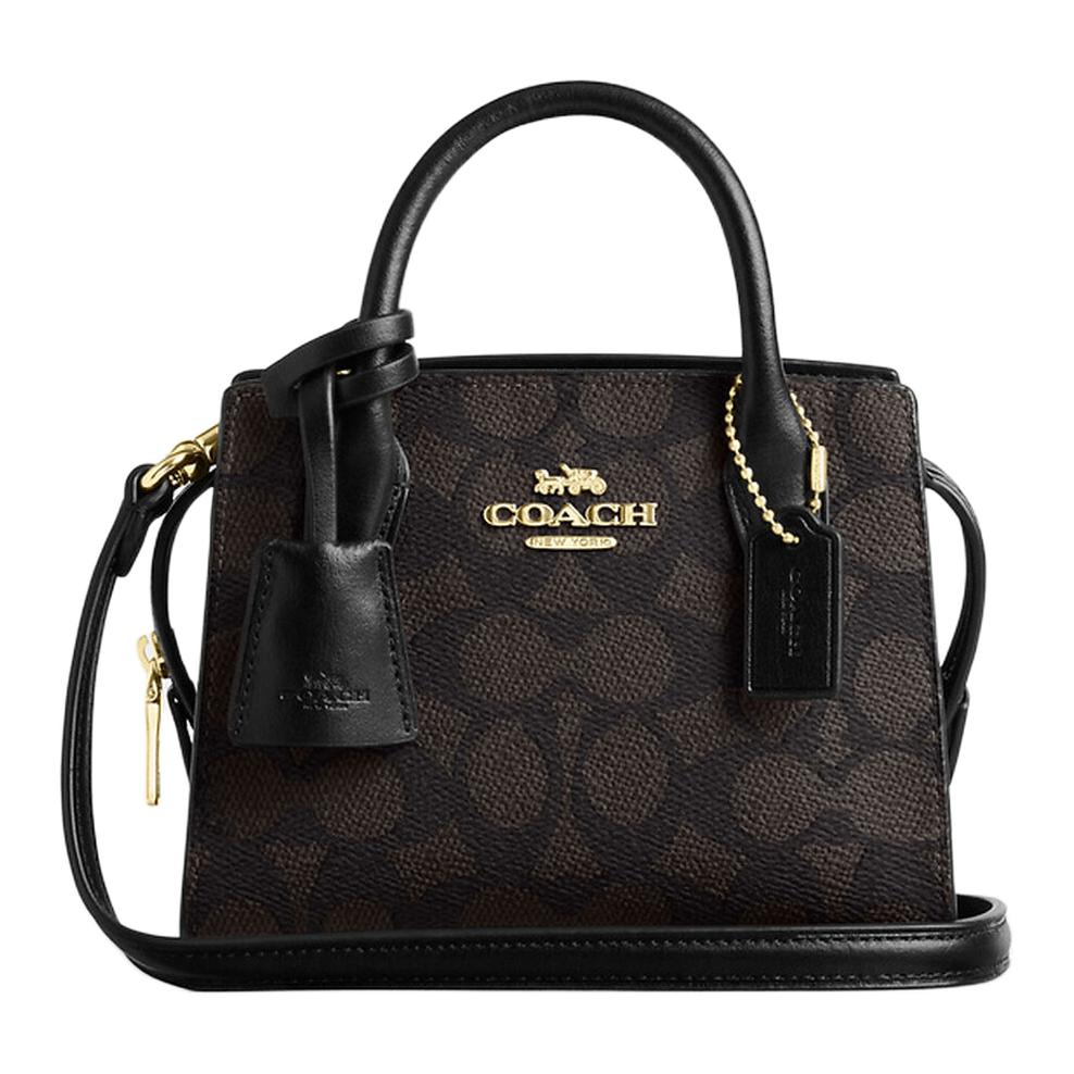 

Coach Signature Canvas Mini Andrea Tote Crossbody Bag For Women Daily Use Basic Set (Bag+Dust Bag)
