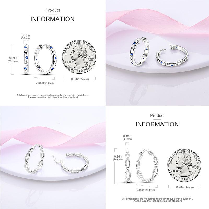 925 Silver Colorful Gold Rose Gold Big Hoop Earrings For Women Collocation Wedding For Wife Girlfriend Gift