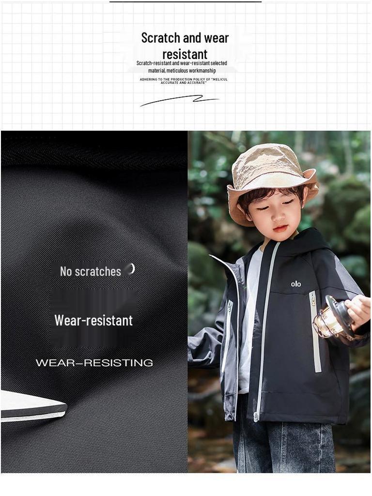 Boys' 3-in-1 Windbreaker Jacket - 2025 Spring/Autumn Kids' Waterproof Outdoor Coat
