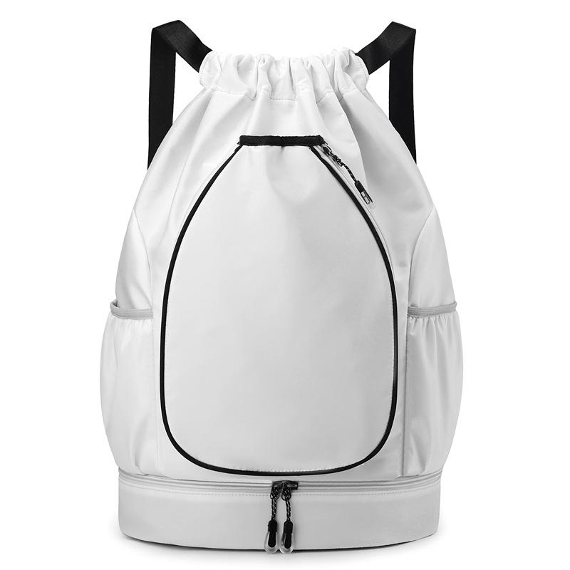 Large Capacity Basketball and Badminton Bag Drawstring Sports Backpack with Shoe Pocket for Outdoor Training and Travel