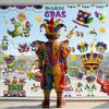 9 Sheet Mardi Gras Window Clings Mardi Gras Party Decorations Carnival Mask Fat Tuesday Lobster Reble Window Stickers Double-Sided for Masquerade