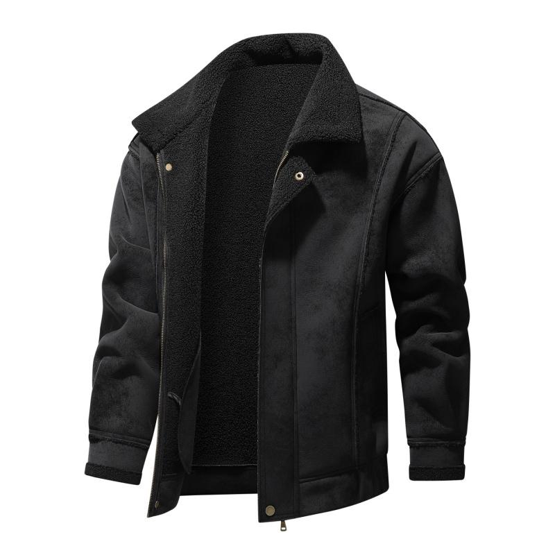 Lamb Velvet Plus Velvet Lapel Cotton Coat Men s Corduroy Jacket Men s Loose Top Winter Plus Velvet Warm Cotton Coat M чёрный