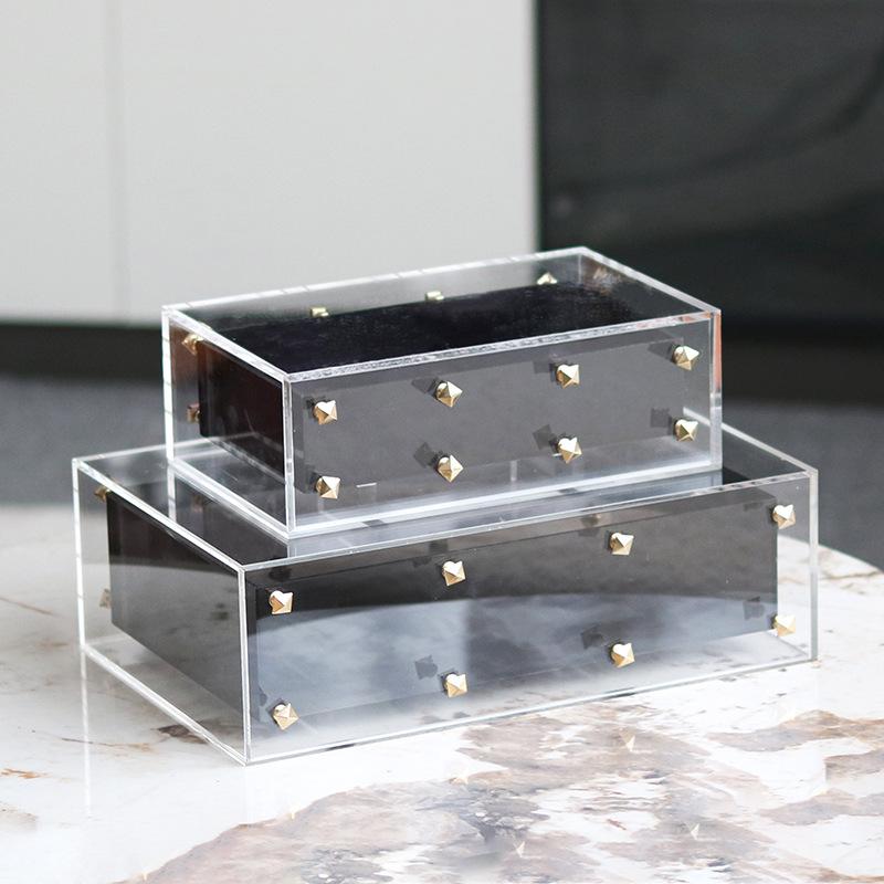 European Light Luxury Creative Rivet Jewelry Box Ornaments Model Room Dressing Table Cloakroom Acrylic Storage Box Jewelry