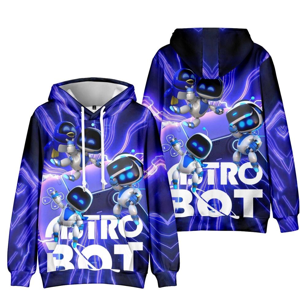 Sudadera con Capucha Estampado Integral 3D Fondo Rayo Astro Bot, Sudadera con Capucha Pullover Personaje de Videojuego