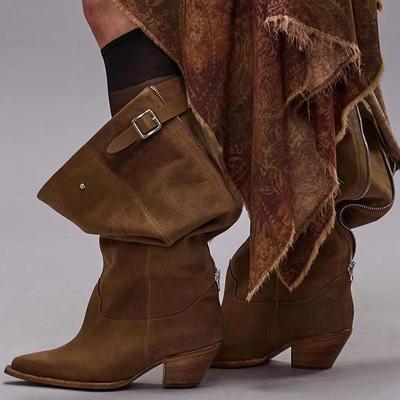 Wintermode Dames Hoge Laarzen Suède Puntige Neus Schoenen Designer Middenhoge Hakken Chelsea Boots 2024 Trend Nieuwe Gladiator Zapatos Femme
