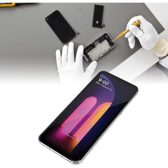 Náhradní displej pro LG V60 ThinQ 5G LM V600 LM V600AM LM V600TM, 6,8palcový digitizér s rámem a nástrojem pro demontáž, (stříbrný)