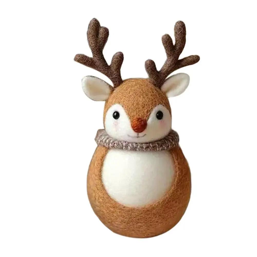 Handmade Christmas Deer Crafts Wool Felting Animals Kit Deer Handcraft For DIY Handmade Holiday Gifts O5Q3