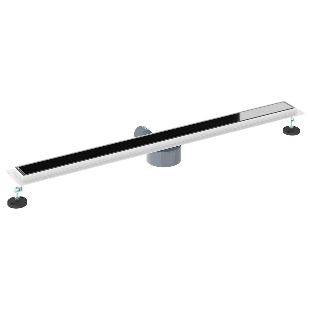 Shower Drain with Glass Cover and 360 degrees Siphon Black 100 cm