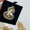 Retro Chinese Hollow Gourd Brooch: Gold-Plated Shell, Zircon, Pearl Pin, DIY Accessory