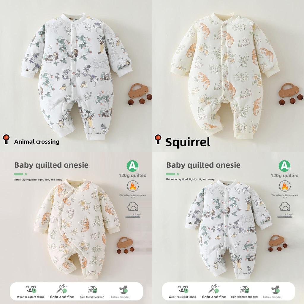 Baby Winter Cotton Romper With Thickened Insulated Fabric For Newborn Boys Girls