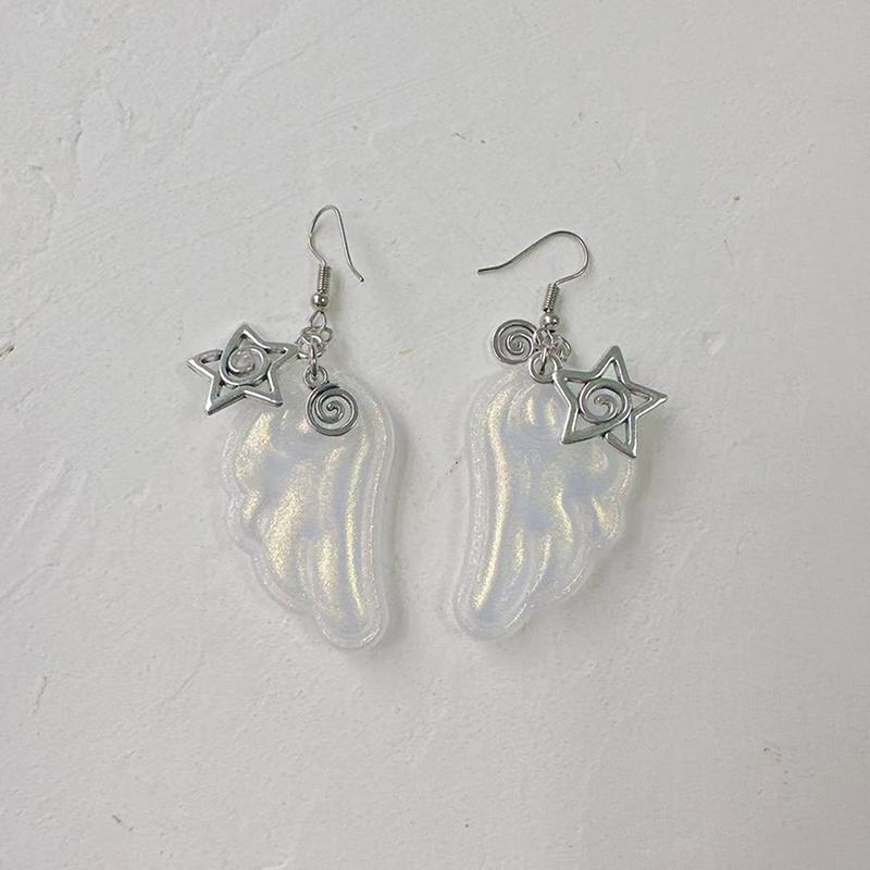 Y2K Angel Wings Earrings For Women Resin Ear Clips Ear Hooks  Party Jewelry Gift