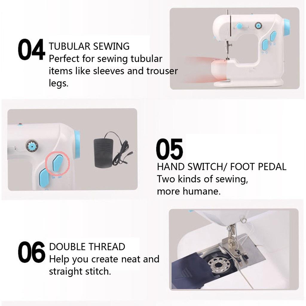 Mini AC100-240V LED Electric Sewing Machine Dual Speed Switch Automatic Thread Wind Sewing Tools
