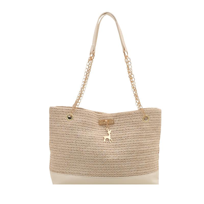 

Large capacity bag women s 2025 summer new trend line straw bag commuter shoulder bag woven versatile tote bag белый