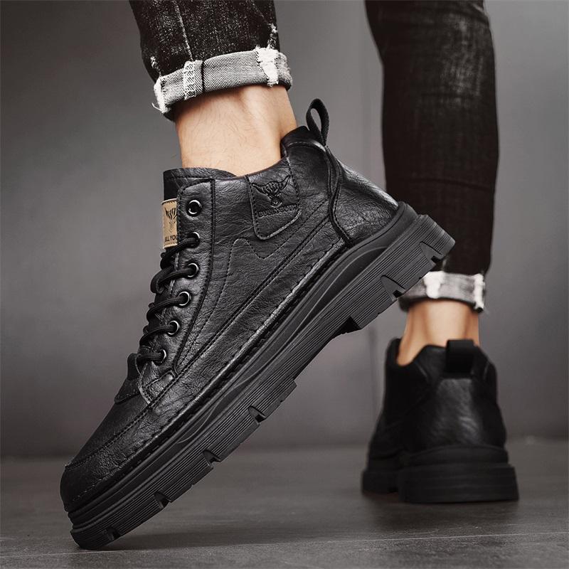 Fashion Men's Classics Retro Work Boots Fashion All-match Man Shoe Round Toe Lace-up Boots Men Waterproof Casual Motorcycle Shoes