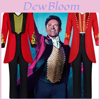 The King Of Circus Barnum Cosplay Costume For Men Red And Black Polyester Blended Fabric