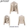 BITCED Spring/Autumn Women's Leather Jacket Slim-Fit Lightweight Short Jacket Biker Jacket