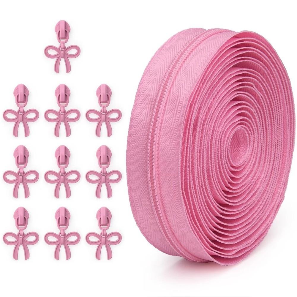 No.5 Bow Nylon Zipper Tape with Various Zipper Sliders 4.5m Zipper 10 Zipper Puller Invisible Zipper Replacements DIY Repair