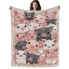 1pc A Mixed Color Pig-Themed Flannel Printed Blanket a Blanket That Is Warm And Cozy. This Plush High-Definition Printed Flannel