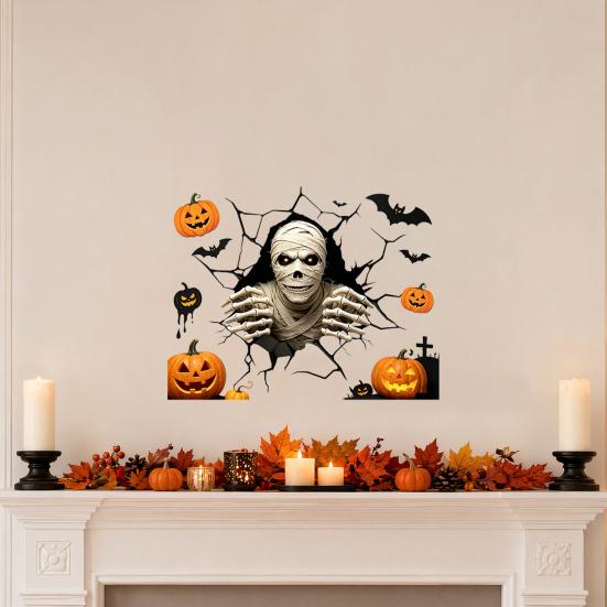 Halloween Wall Stickers, Self Adhesive Vinyl Decals, Waterproof Removable Wall Decals for Halloween Party Home Store Wall Decor